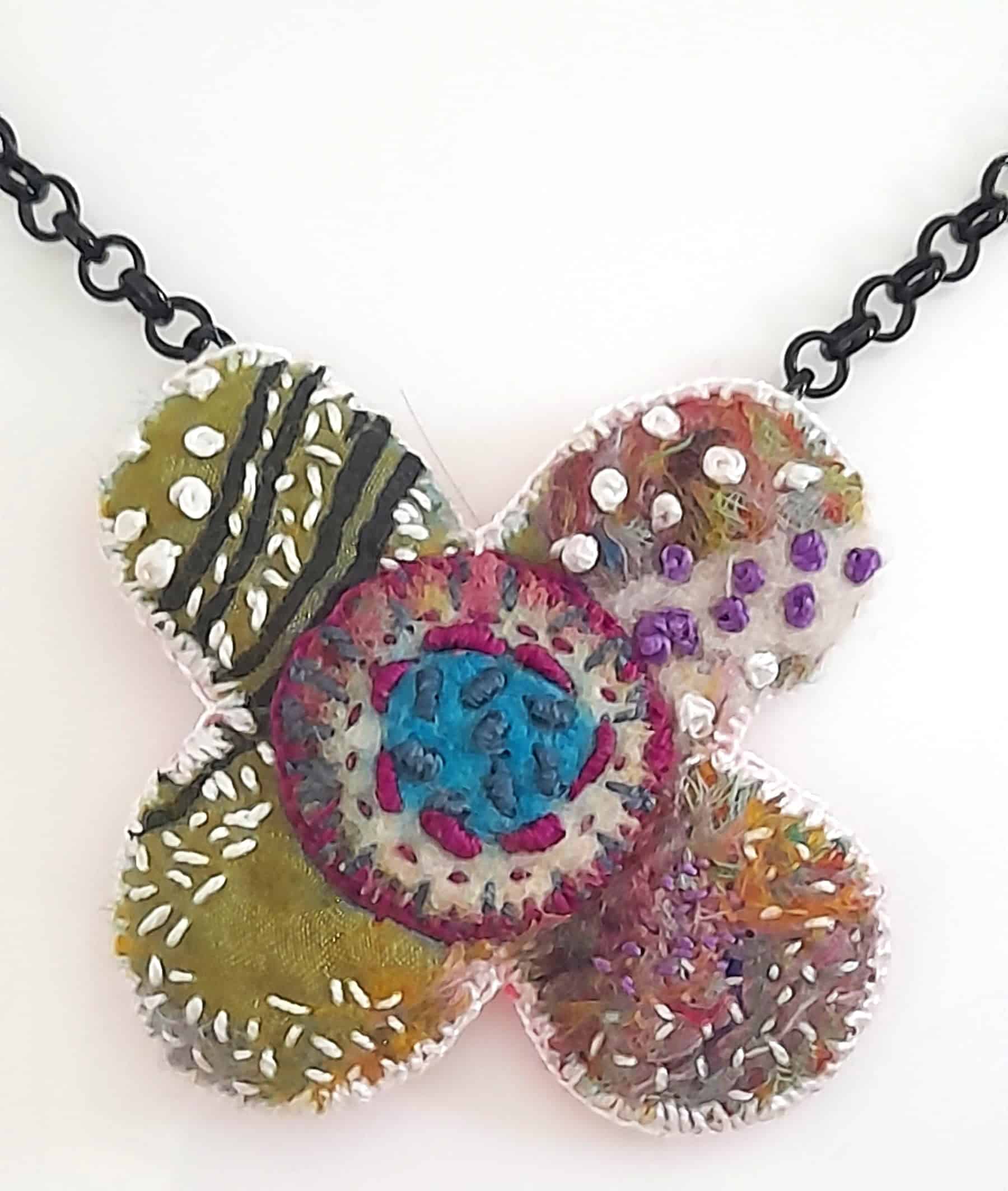 Textile Necklace with vintage finds
