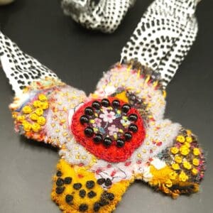 Necklace with Textile Adjustable Cord
